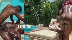 Big ass Brazilian foreigner fucked by a tour boy BBC in the public pool