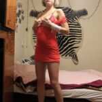 Datezone - Sexy Blonde In Tight Red Dress Masturbates Her Pussy