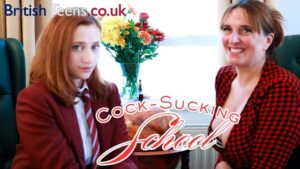 Stepmom teaches stepdaughter to suck cock